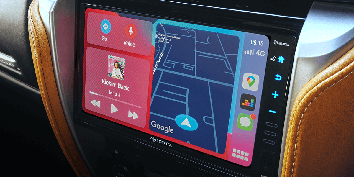 8.95” HD Display Audio with wired Apple CarPlay & Android Auto linked to six speakers.
